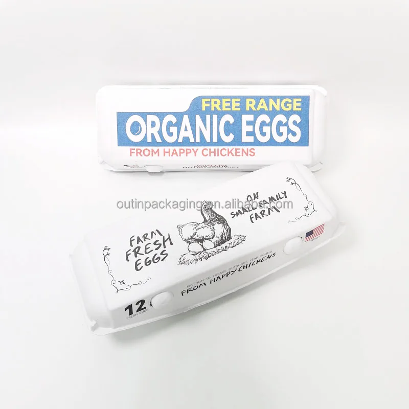biodegradable eco friendly molded paper fiber pulp packaging egg tray egg cartons box for chicken eggs with custom printing logo
