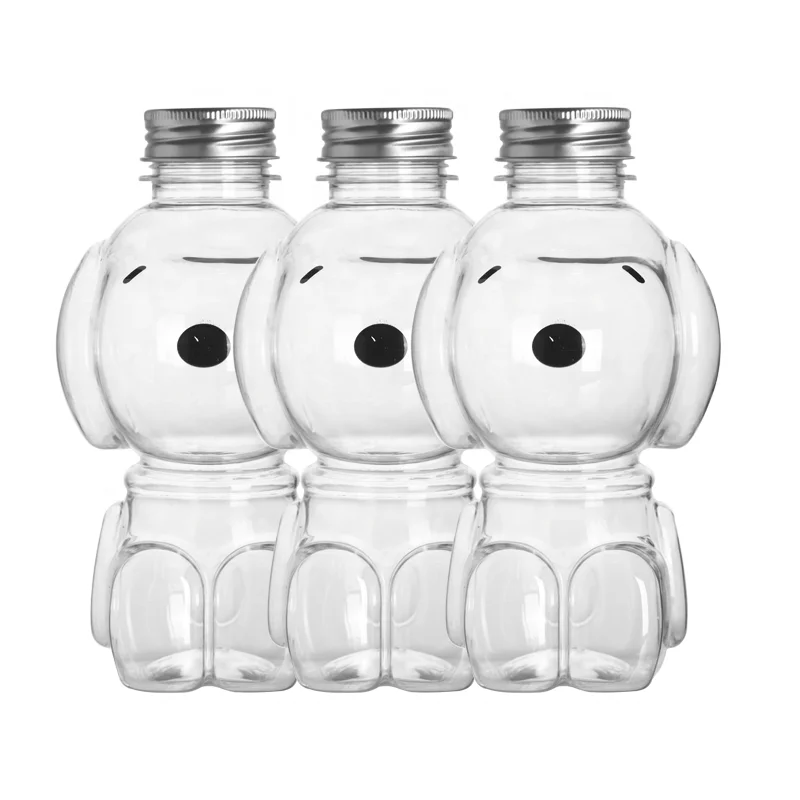 Plastic Juice Bottle 16oz 18oz 20oz Food Grade Drinking Packaging Bottle Disposable Bear Bottle