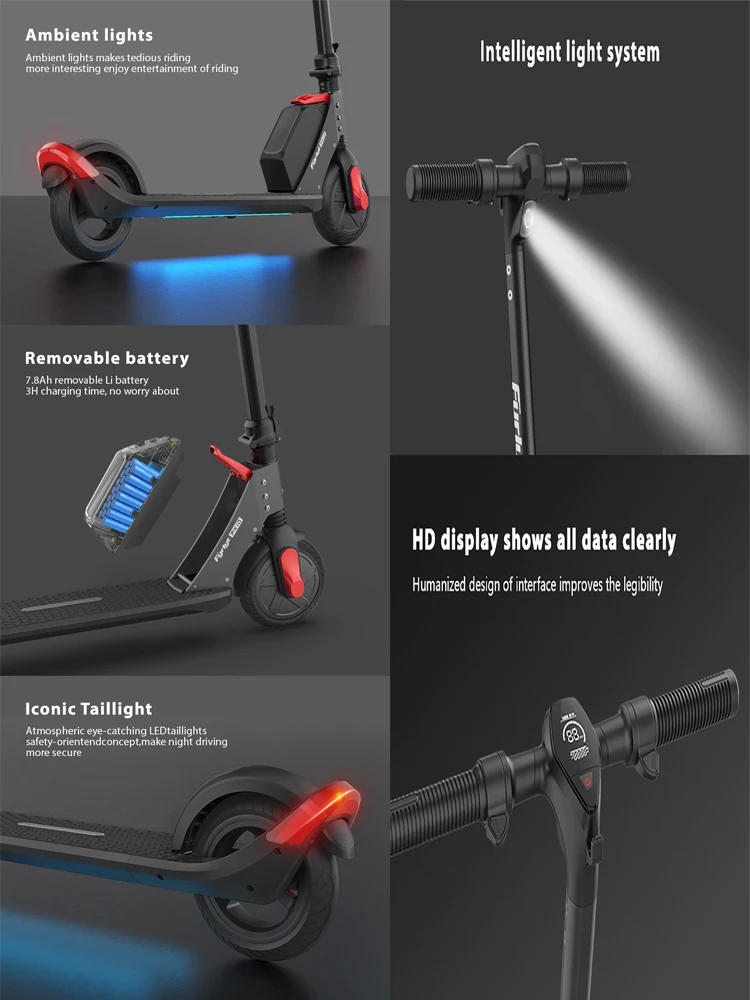 P1P Escooter 7.8Ah Battery 350W/500W 8 Inches Mobility Adult Electric Scooters Full Suspension Foldable Electro Scooter for Sale