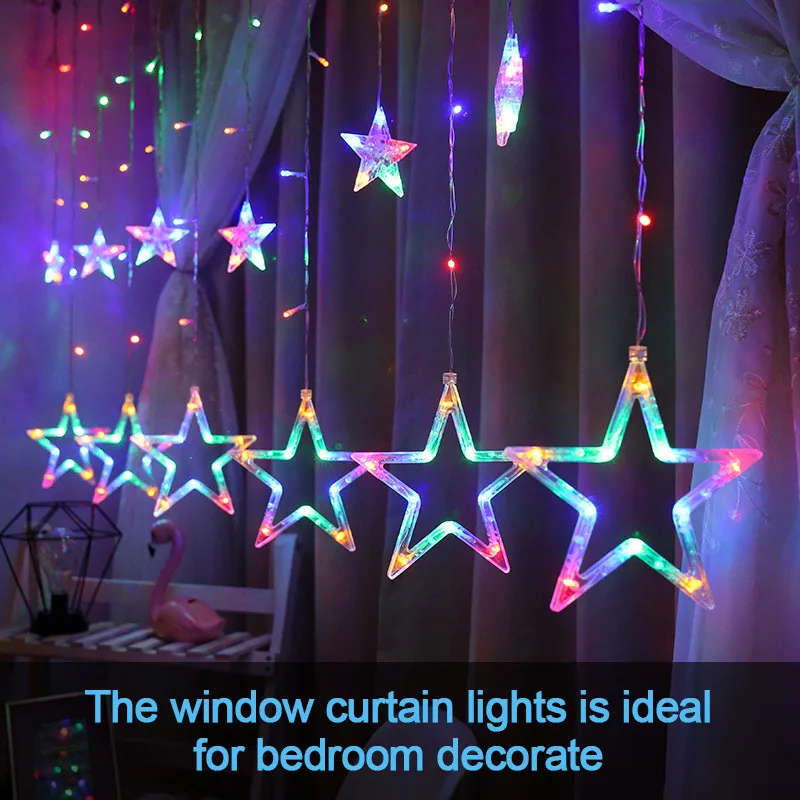 Christmas Fairy Lights Festoon Led String Lights Star Garland For Window Curtain Indoor Tree Decoration Halloween Wedding Light