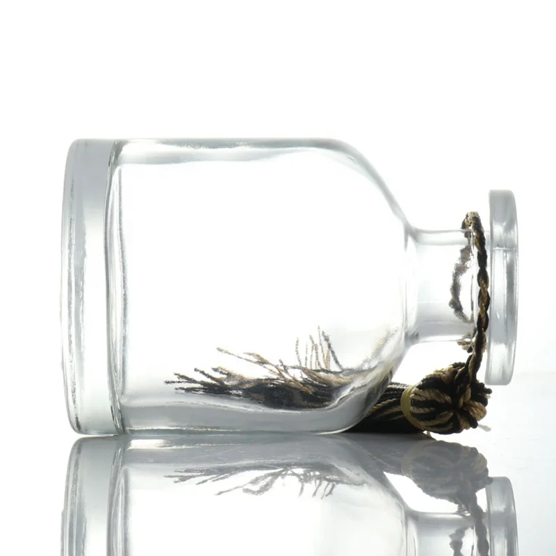 
Home fragrance 250ml Clear Aroma Reed Diffuser Round Glass Bottle 