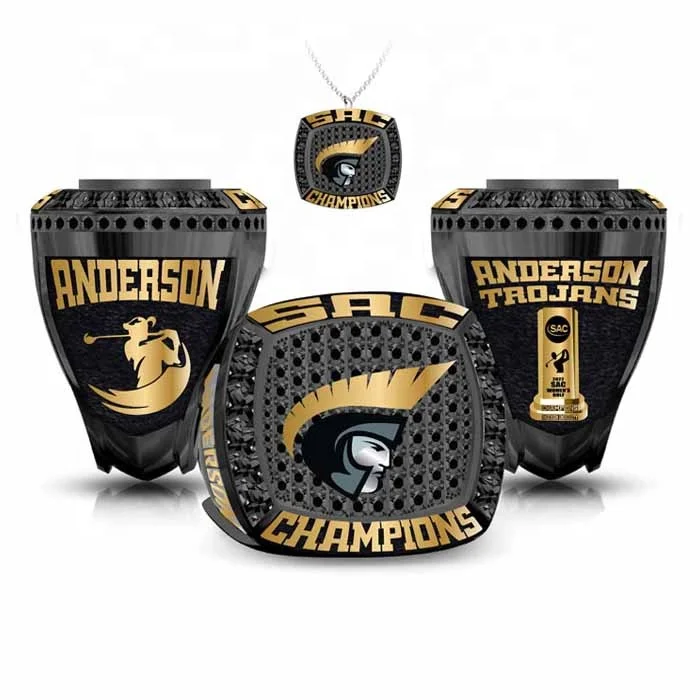 Factory Price Custom Customized Logo Metal Zinc Alloy Soft Enamel Gold Plated Champion Ring