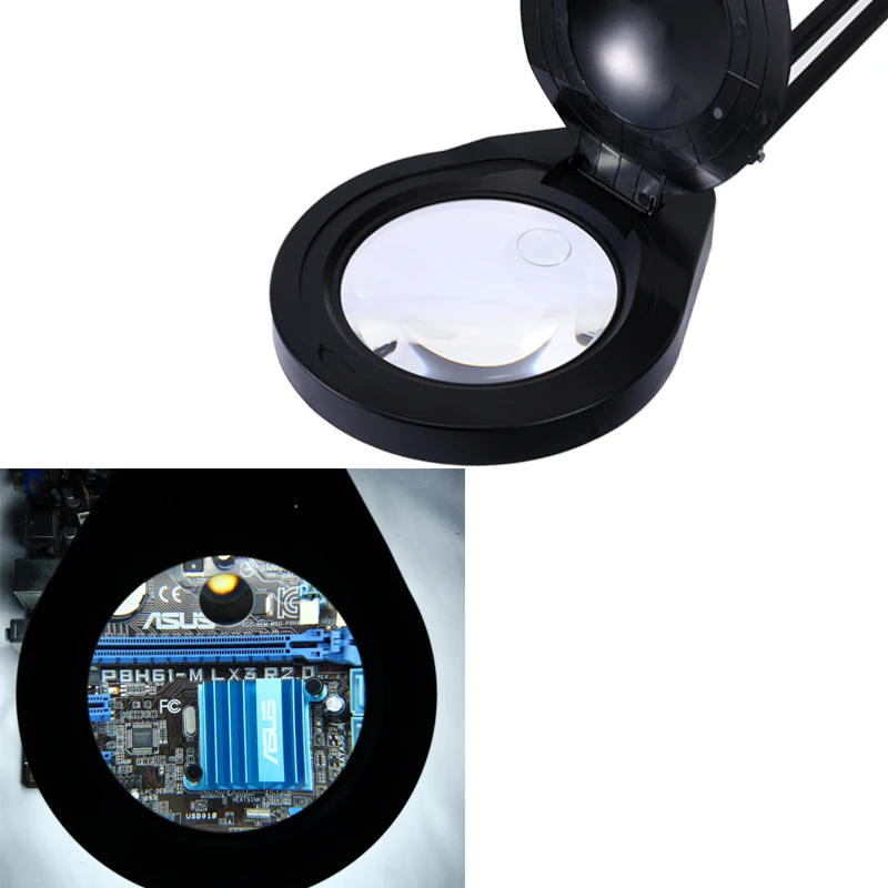 Magnifying Glass with Light and Stand, Real Glass Lens 5.5 Diopter Magnifying Lamp, 3 Color light Modes  for close work