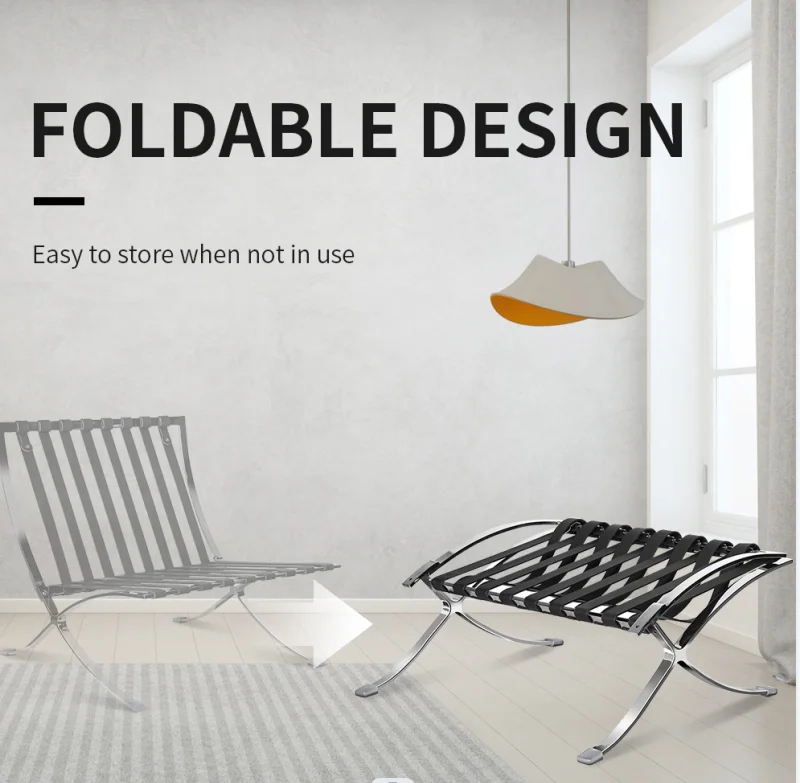 Mid-century Foldable lounge chair with ottoman