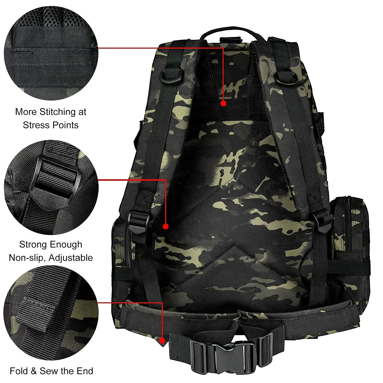 Large 60L Water Bottle Accessories Survival CVLIFE Tactical Backpack Detachable Bag Rucksack Assault Pack With Molle System