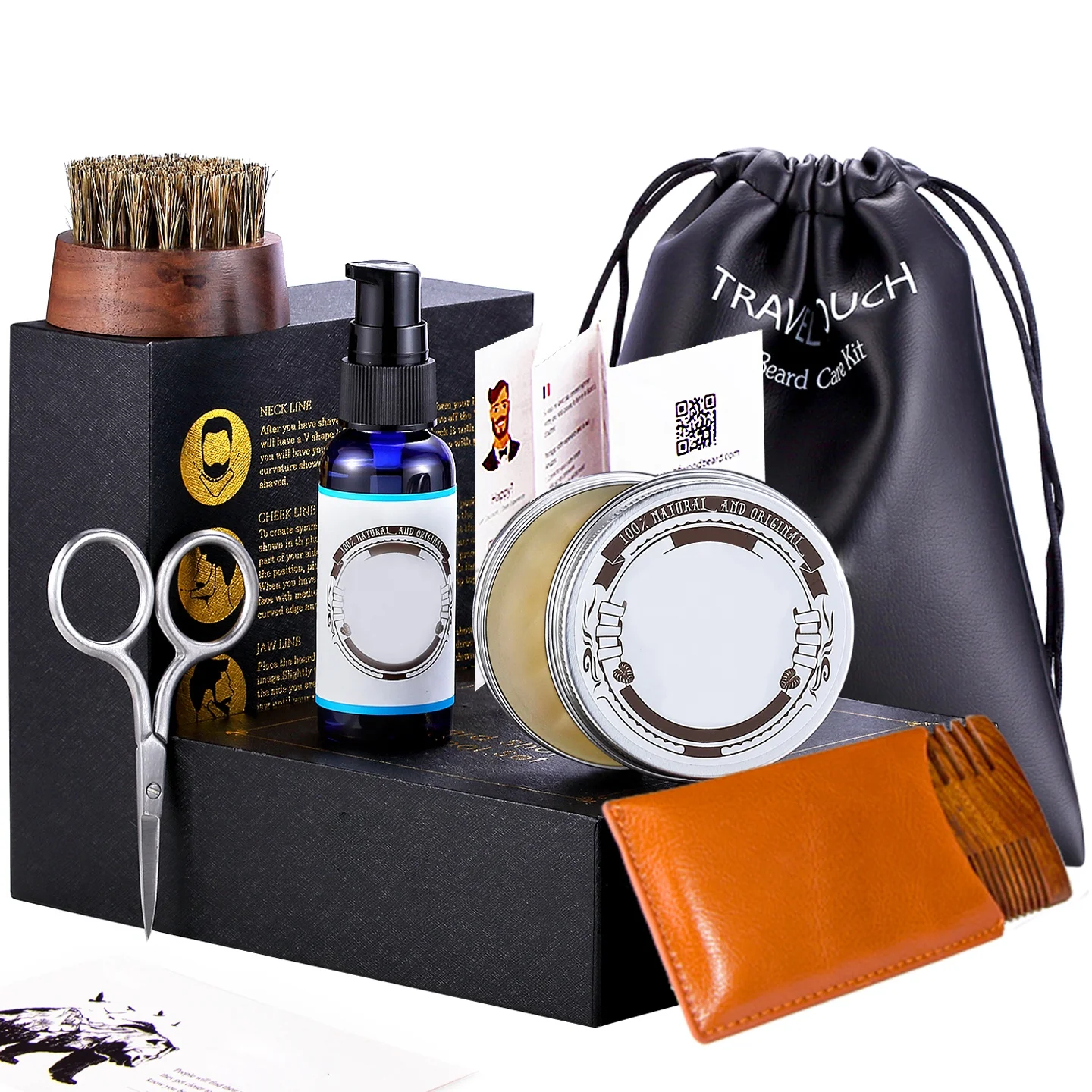 
Best Beard Comb and Beard Brush Bundle for Men Beard Grooming kit 