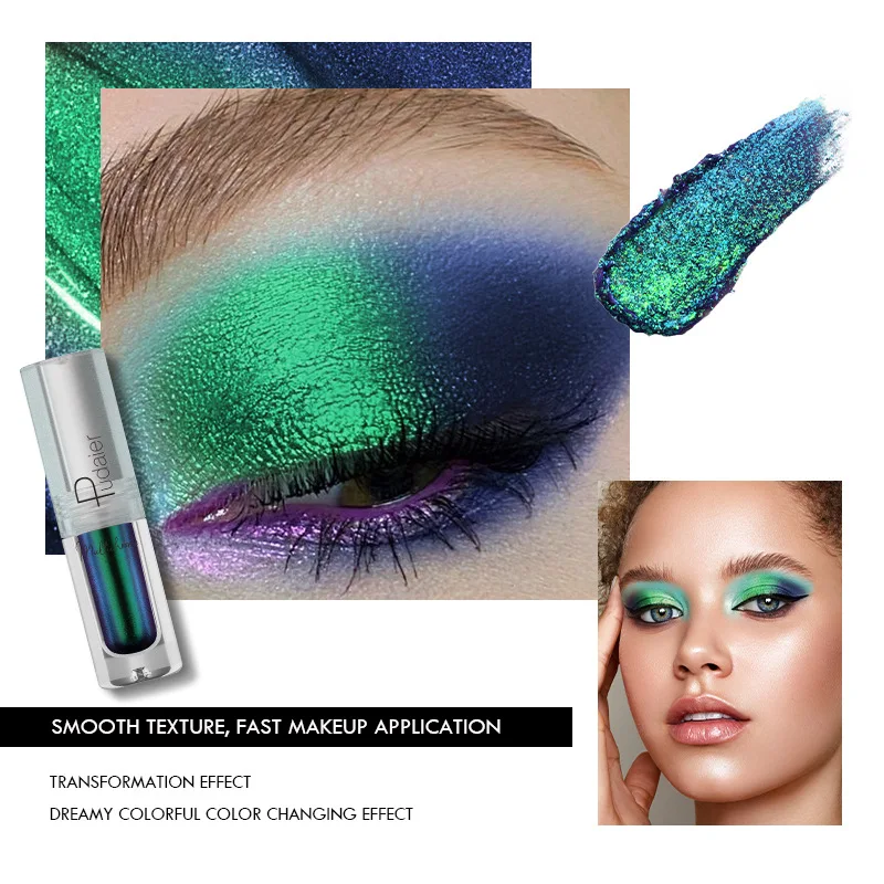 Women Cosmetic OEM Multichrome Duochrome Liquid Eyeshadow 19 Color Shiny Longlasting Chameleon Pigments Aurora Eye Shadow MakeUp