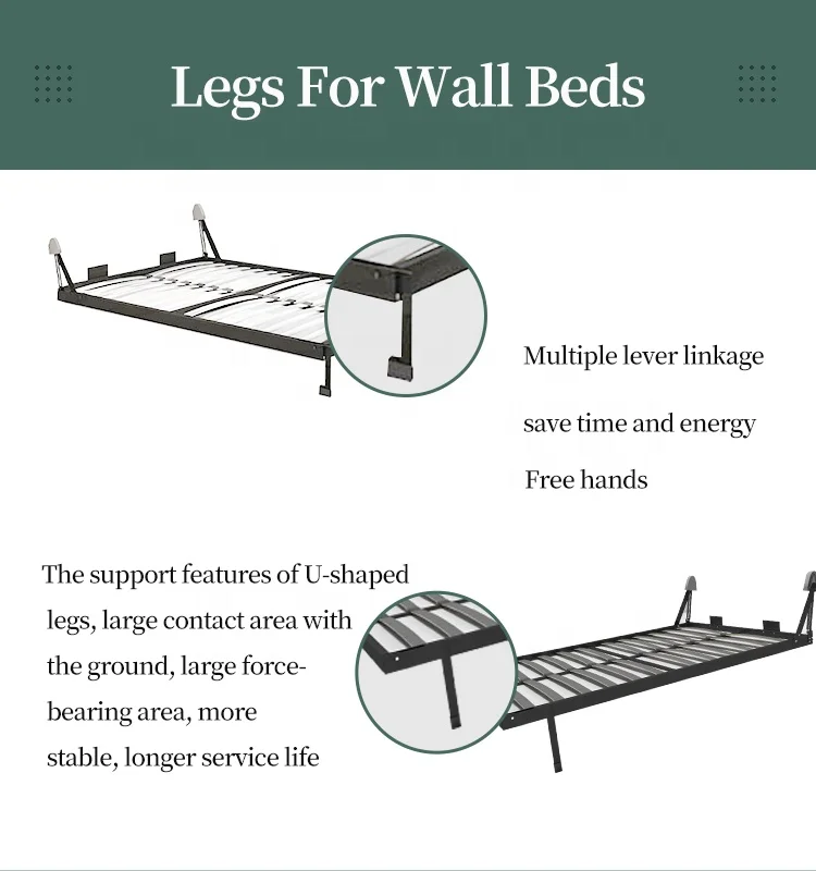 Modern Storage Bed Hinged Storage Panels Foldable Wall Bed Murphy Style Hidden Bed Sofa