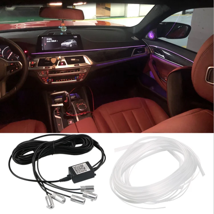 car accessories DIY interior decorative 12V RGB LED fiber car led strips ambient light app decorate atmosphere light Dashboard