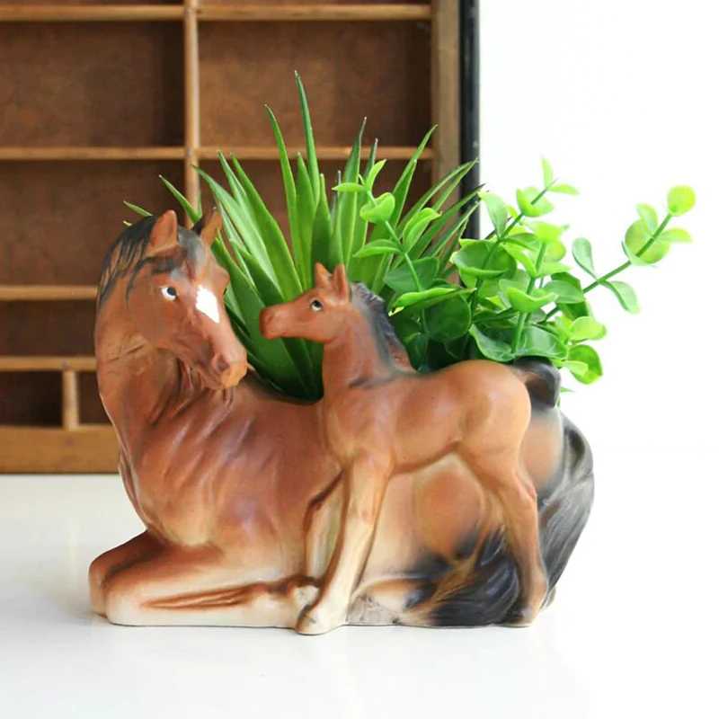 OEM hot selling Custom wholesale vintage small animal planter ceramic horse flower pot