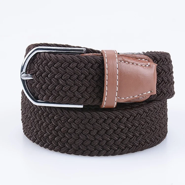 Custom Unisex Men Casual Knitted Fabric Woven Braided Elastic Stretch Belt for Women Jeans Multi-color