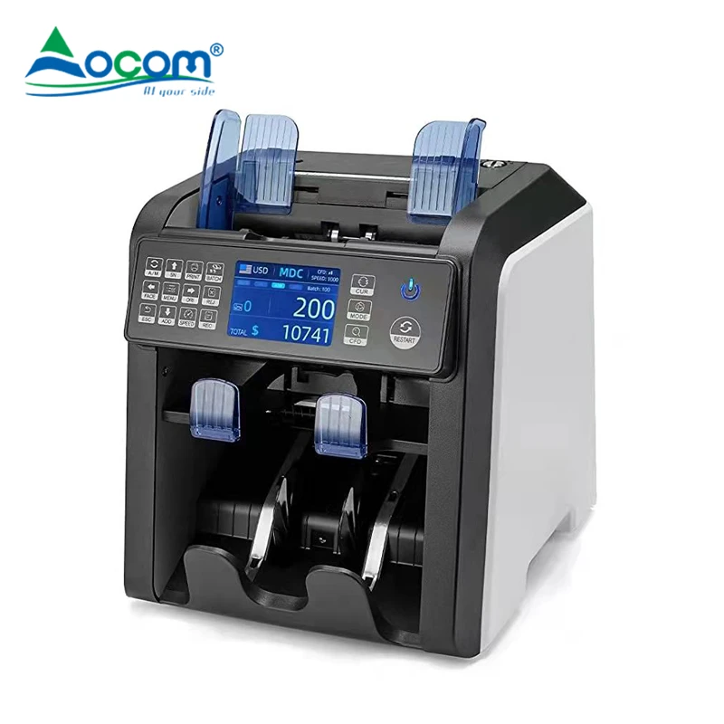 OCBS-950 счетчик банкнот OCOM USD EUR мультивалютный двухкассовый прилавок для банка