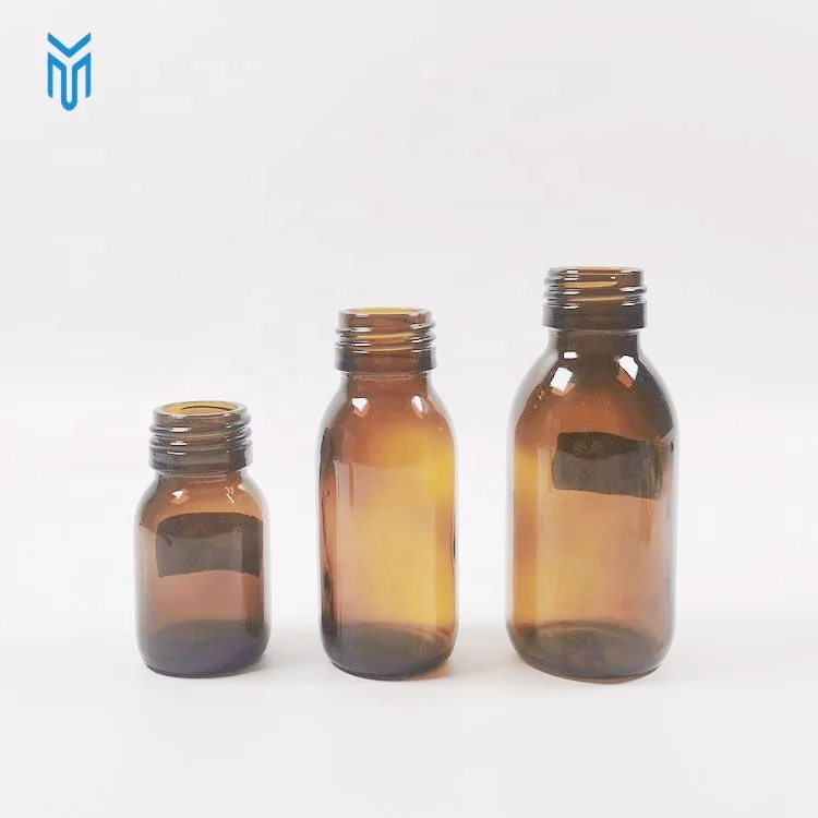 In stock wholesale 30ml 60ml 100ml amber cough syrup glass bottles maple syrup bottles