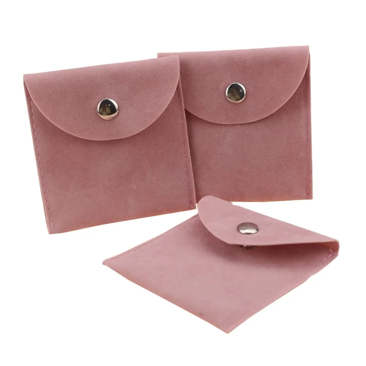 Custom jewelry bags with Logo Printed microfiber suede  jewelry envelope necklace bag Jewelry pouch with logo