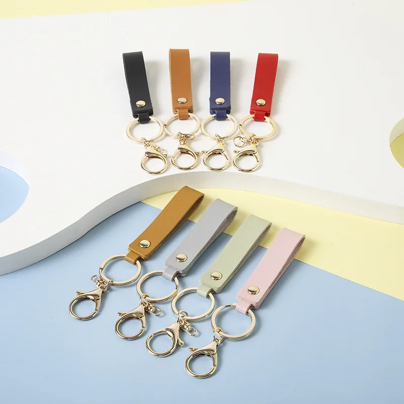 New Fashion Leather Keychain Men Women Metal Key Ring Pendant CarWaist Wallet Accessories Jewelry for Friend Gifts Wholesale
