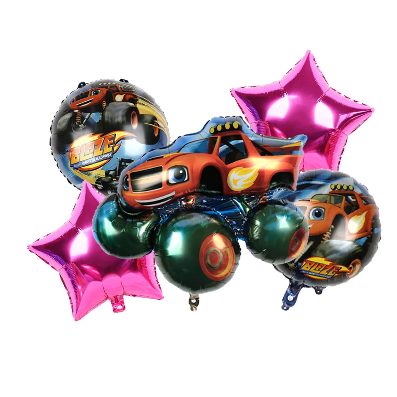 5 pcs/bag New Design BLAZE Car Sets SUV Shaped Foil Balloon play game Happy Birthday Party Decoration balloons supplies
