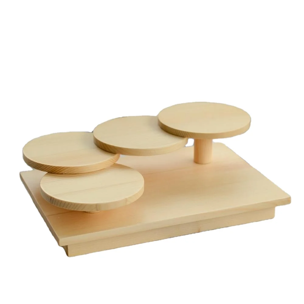 Fashion Wooden round shape layers useful sushi and sashimi tray food tray