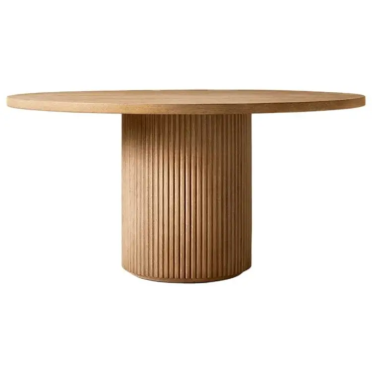 Hot Sale Factory High Quality Round Dining Table Simple Solid White Oak Veneers Round Dinner Table