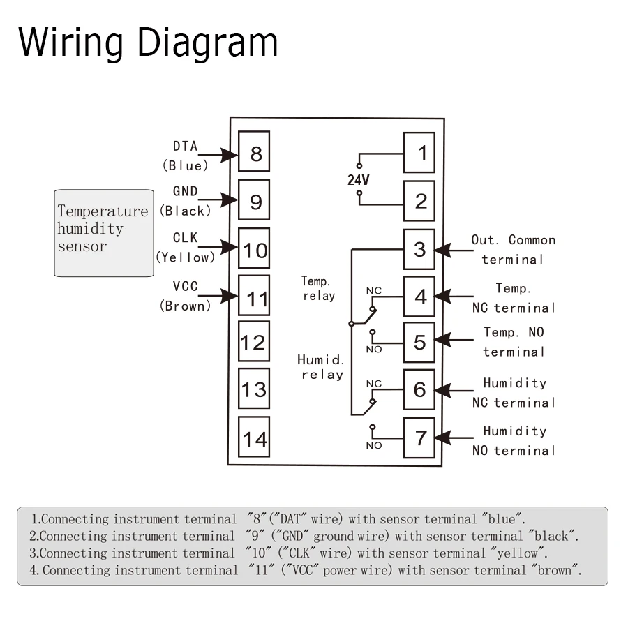 Power Supply 24V Digital Temperature and Humidity Controller Intelligent High-precision Thermostat With Sensor