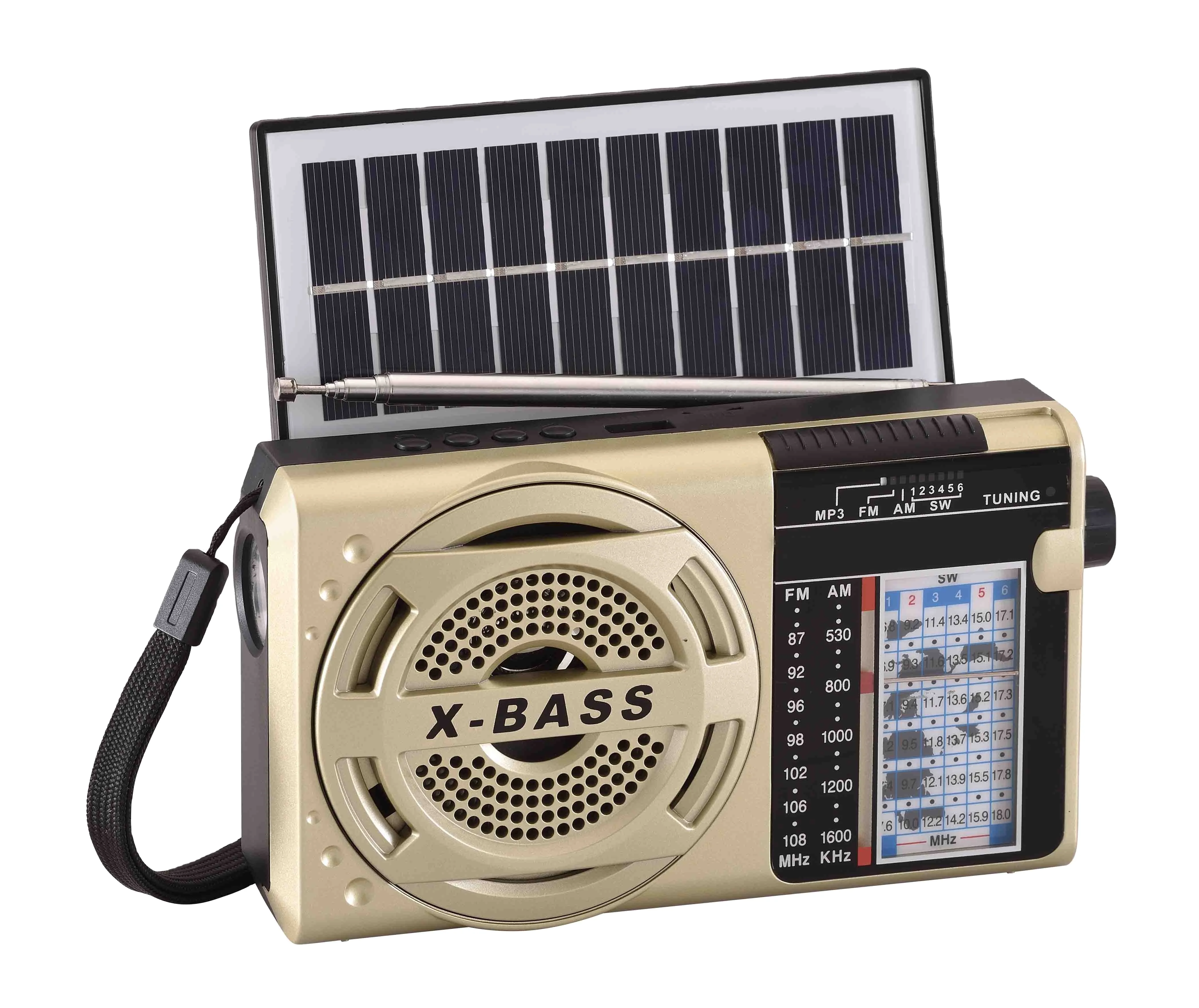 RD-302BTS factory radio AM/FM/SW1-6 8 Bands rechargeable music player portable radio with solar panel blueteeth speaker