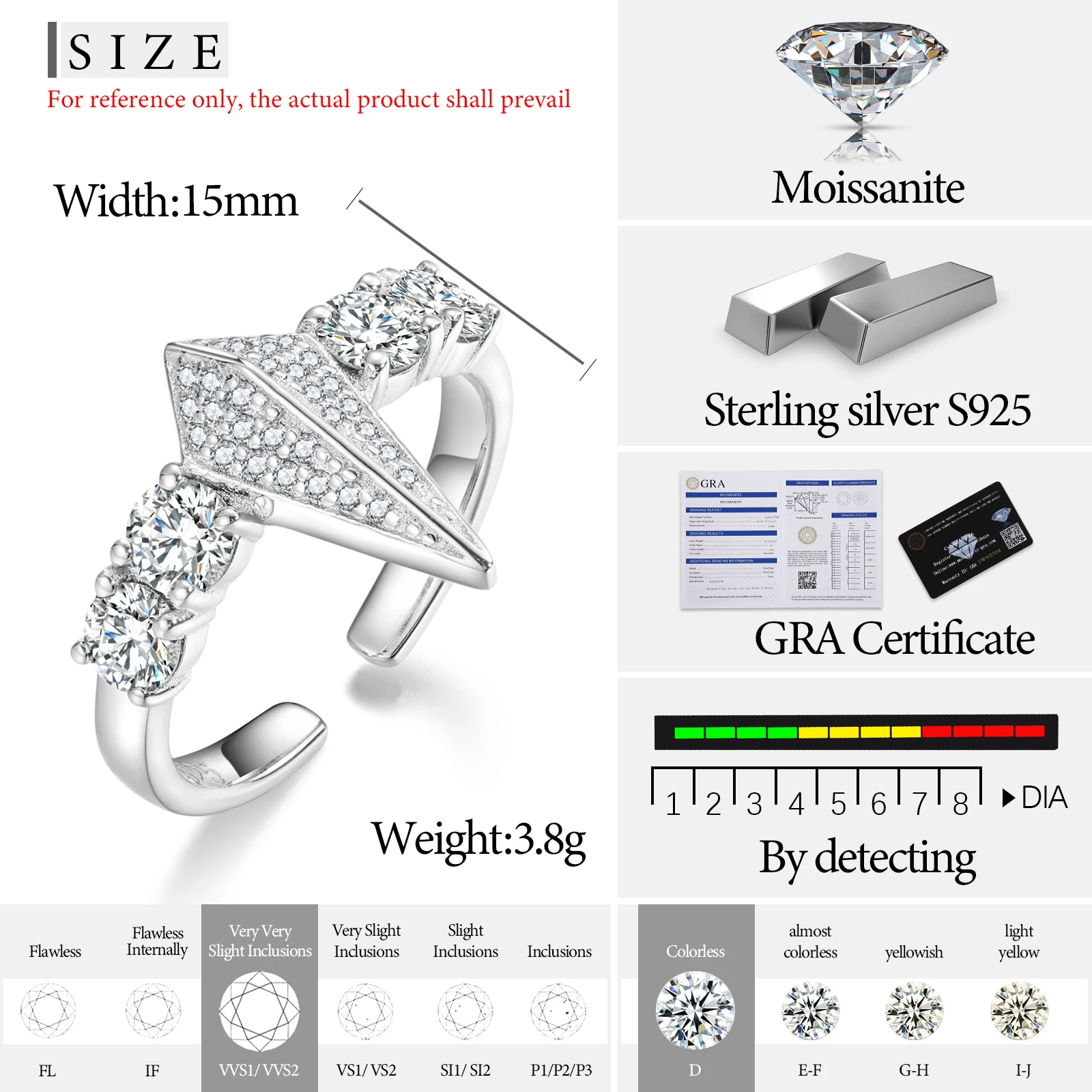 Dropshipping Fashion Mens White Gold Plated 925 Sterling Silver VVS Moissanite Diamond Ajustable Iced Out Panther Ring