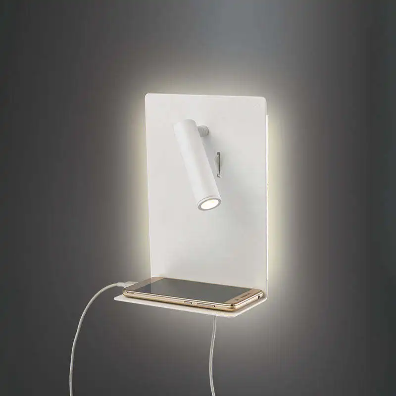 Villa Modern 3+8W Adjustable Wall Lamp USB Charger Phone Holder LED Reading Wall Lamp