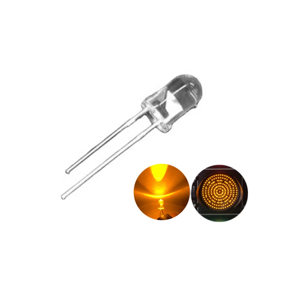 [Traffic Light Series] Epistar chip Amber Color Superflux 590nm 14000mcd Yellow LED 5mm Diode for Left turn signal