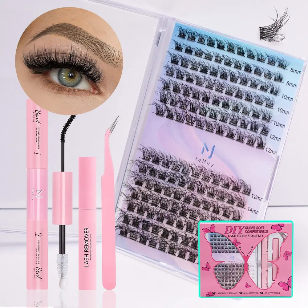 Custom 25mm Handmade Segment Lashes DIY Box Lash Cluster Kit Private Label Eyelash Clusters Tray for Makeup