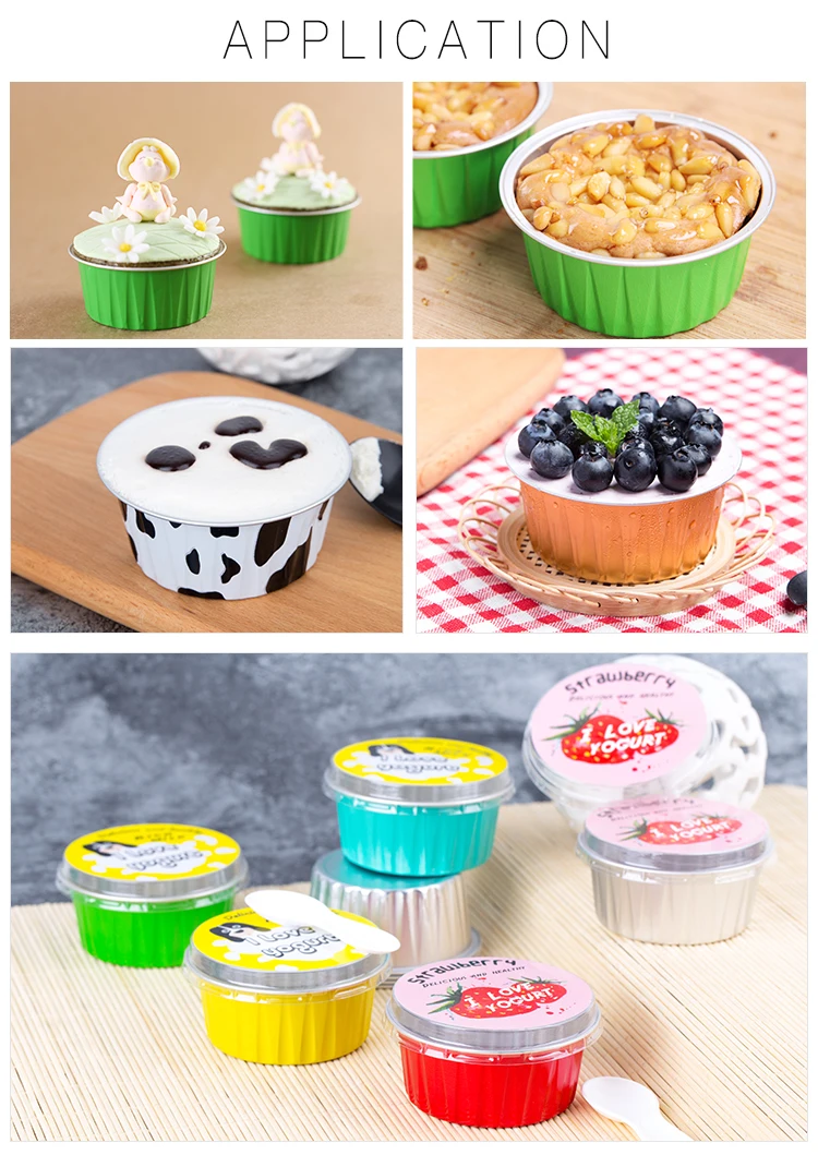 ABLPACK Wholesale High Quality Colored Food Safe Aluminum Foil Tray 125ml Disposable Aluminum Foil desserts cup for Party