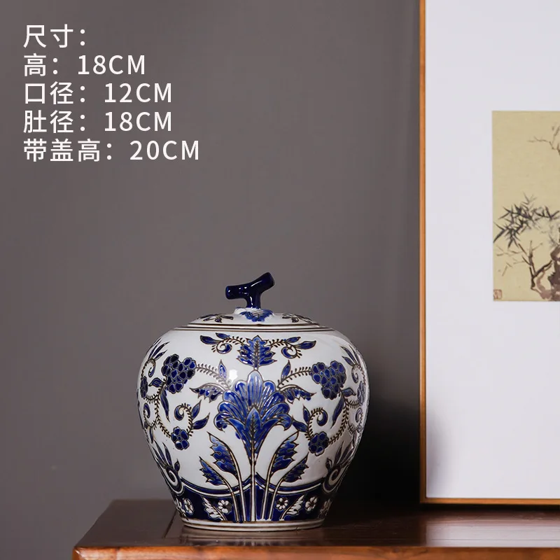 Jingdezhen синий белый фарфор банка для хранения в китайском стиле керамический орнамент с крышкой дома гостиной Декор цветочный горшок