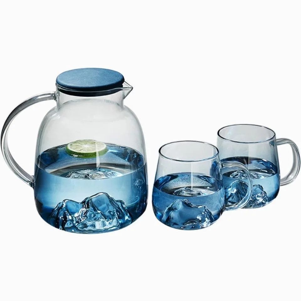 Household glass juice water jug set with cups beer glass jug glass water bottle jug with silicone sleeve