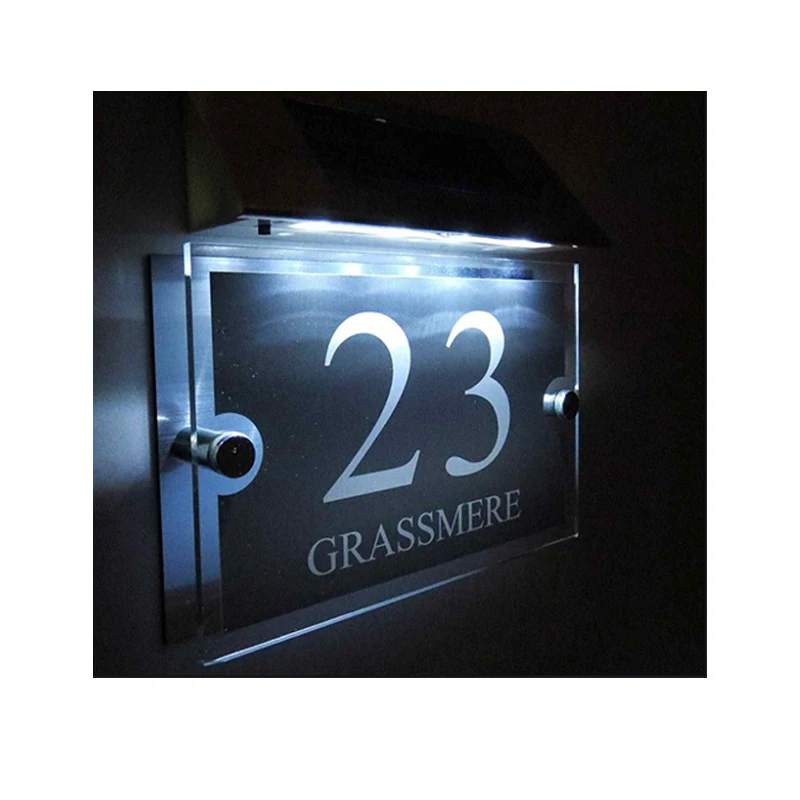 Custom Acrylic Led Edge Lit Sign Door Plaque Modern Illuminated House Plates Numbers Number Enseigne Lumineuse Letreros LED