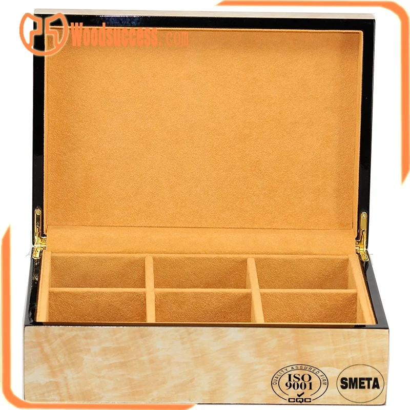 High quality luxury Custom wooden tea bags box 6 Chest Compartments Tea Bag Packing Organizer Storage gift box