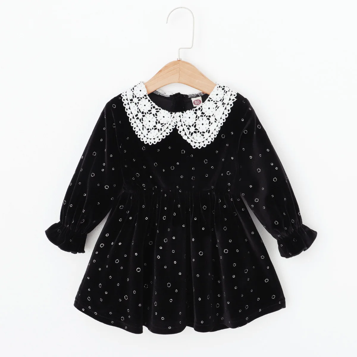 Long Sleeve Children Girl Polka Dot Print Children Dress