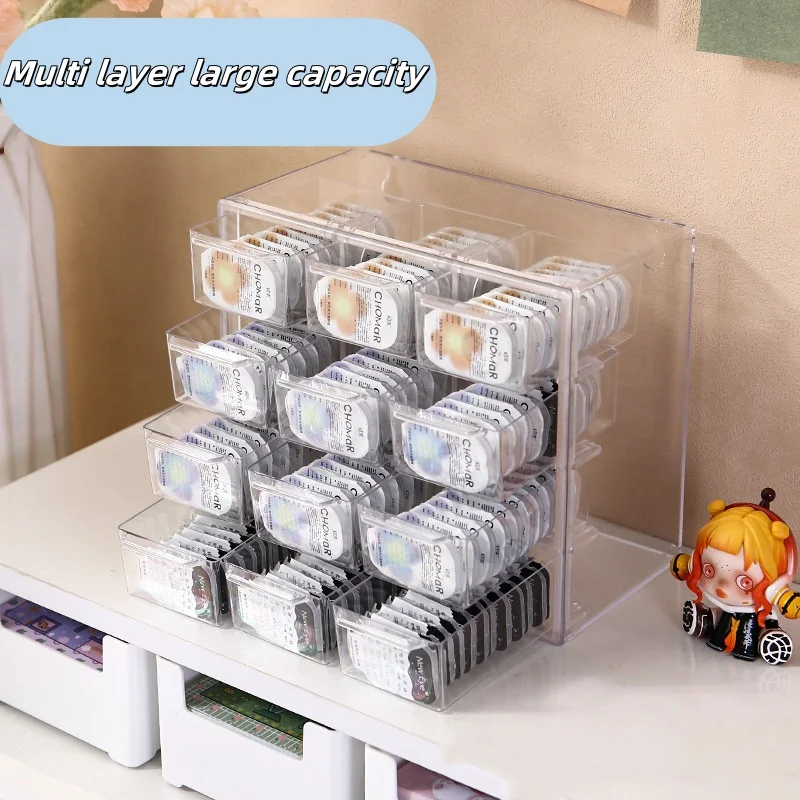 Acrylic 12-square Grid Storage Box Contact Lenses Storage Box Dustproof Nine-square Grid Desktop Jewelry  Box Multi-functional