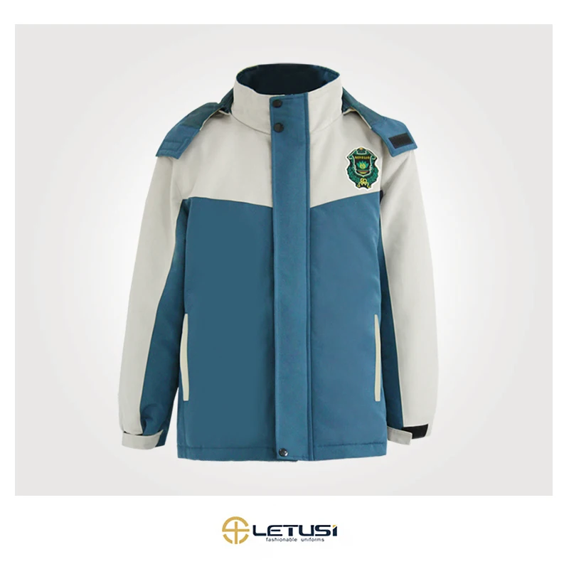 Letusi OEM ODM Thick Cotton Fabric Warm Coat Winter School Uniforms Primary Jacket Hoodies