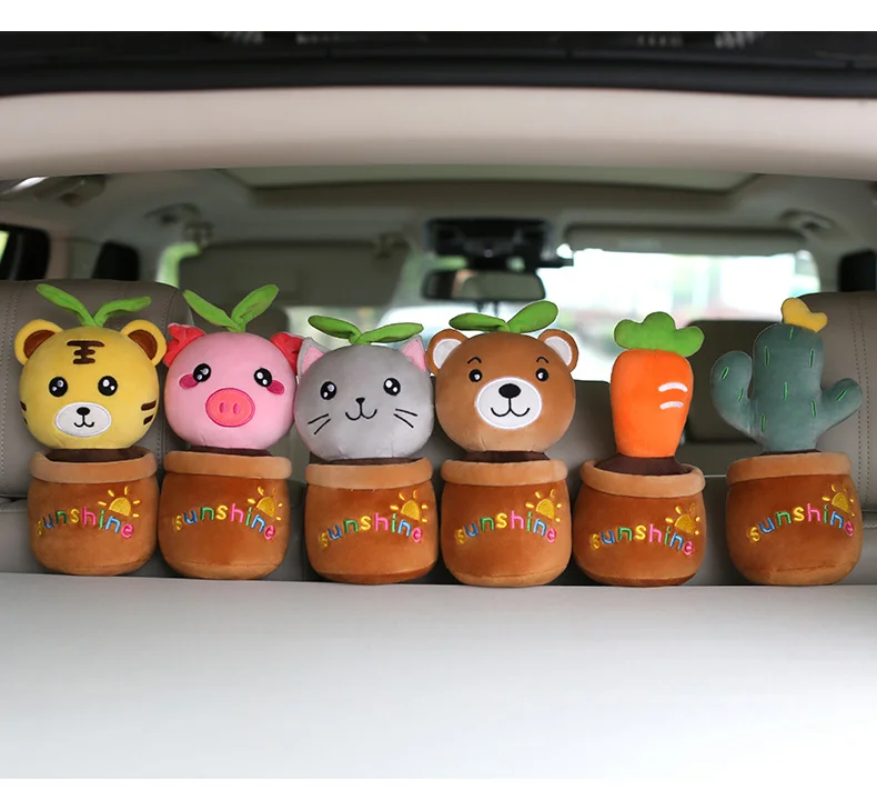 A2115 Eco Friendly Purify The Air In The Car Plush Cactus Carrot Animal Pot Culture Decorate With Bamboo Charcoal