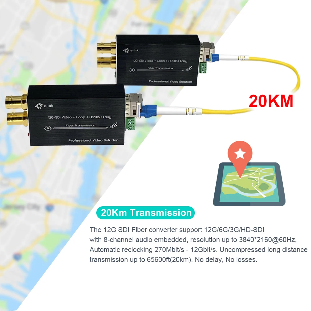 12G SDI волоконный преобразователь с Tally и RS485 расширитель видео-передатчик