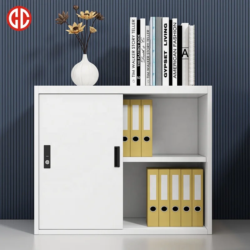 Metal steel with 2 Sliding  Doors Office Cabinet Document Filing Storage Cupboard Commercial Furniture File Cabinet