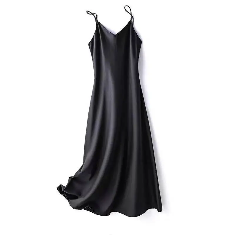 
2021 new silk dress ladies suspender skirt spring and summer beach dress 
