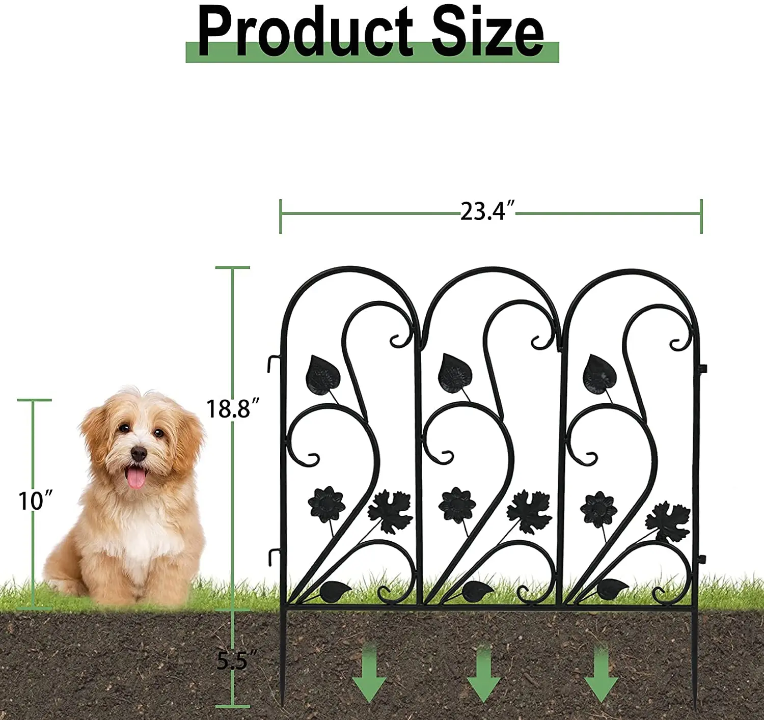 Outdoor Metal Wire Fencing Panels, iron Fence Border Barrier for Flower Bed and Small Pet
