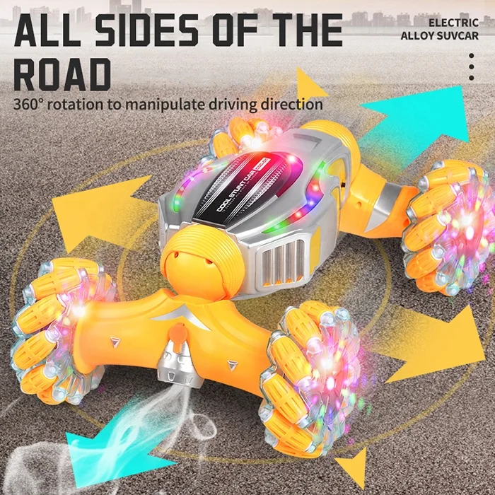 2.4g Dual Gesture Remote Control Kids Rc Toy Rc Off Road Climbing Drift Spray Stunt Car 360 Twist Rc Car With Music And Light