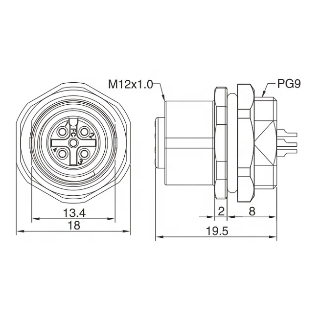 Finecables Waterproof Panel Mount M12 A/B/C/D Code Solder 3 4 5 8pin Connector