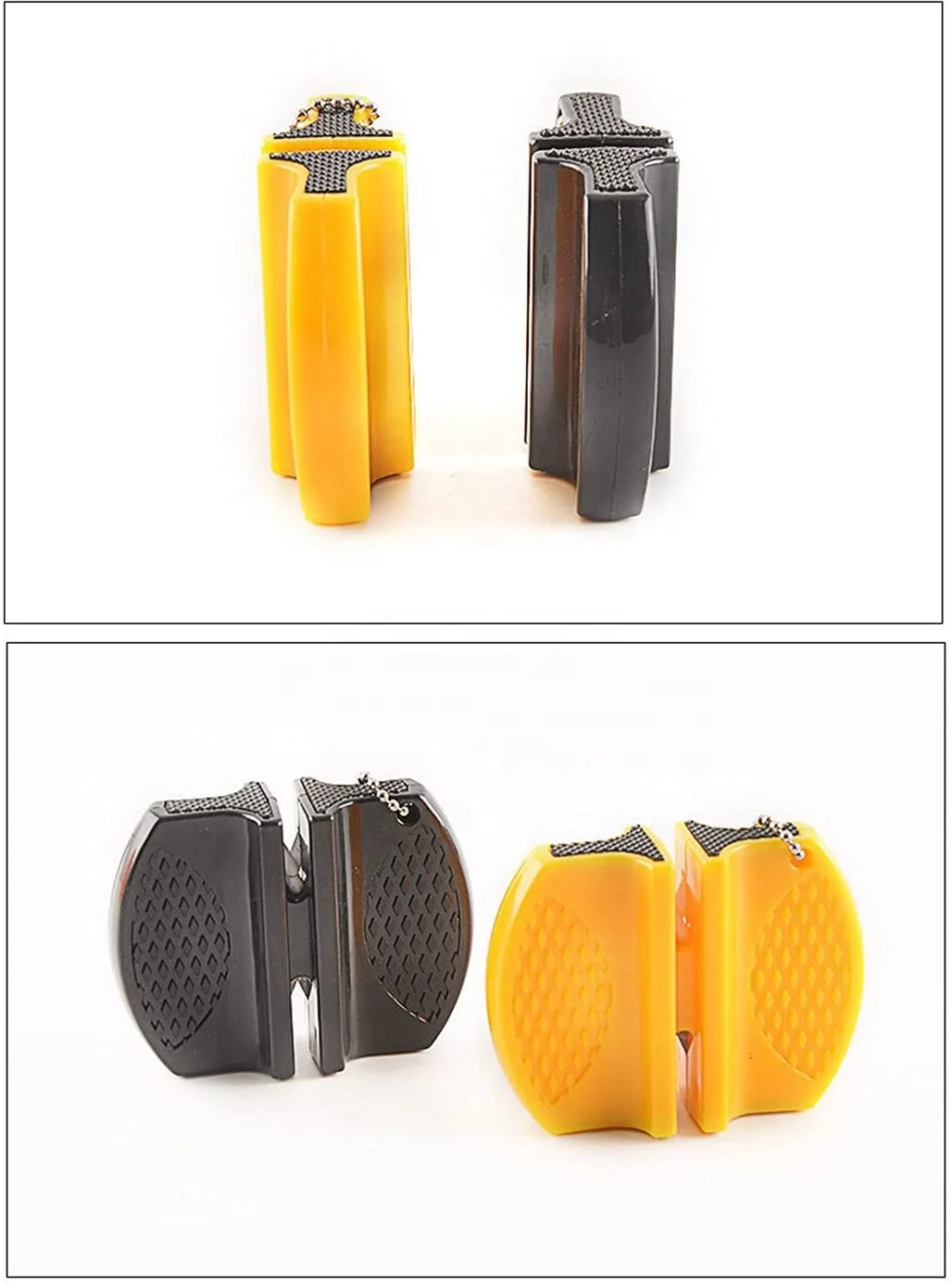 ABS Rubber Outdoor Camping Portable Handheld Two-stage Butterfly Type Diamond Ceramic Rod Knife Sharpener