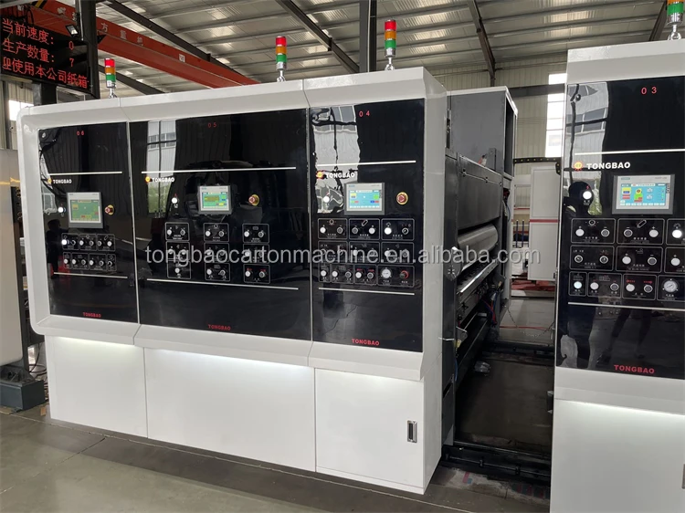 TONGBAO Factory Outlet Pizza Box Lead Edge Automatic Printer Slotter Die Cutting Rotary With Vibrating Stacking Machine