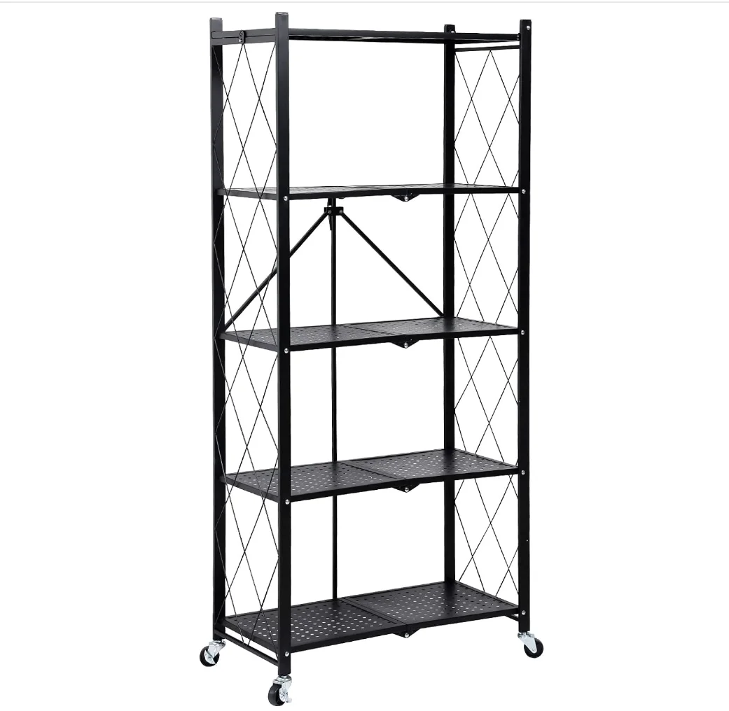 Multi-Layer Folding Display Shelf Foldable Shelf 3 Tier Bathroom Kitchen Rack Storage Display Shelf Microwave Trolley
