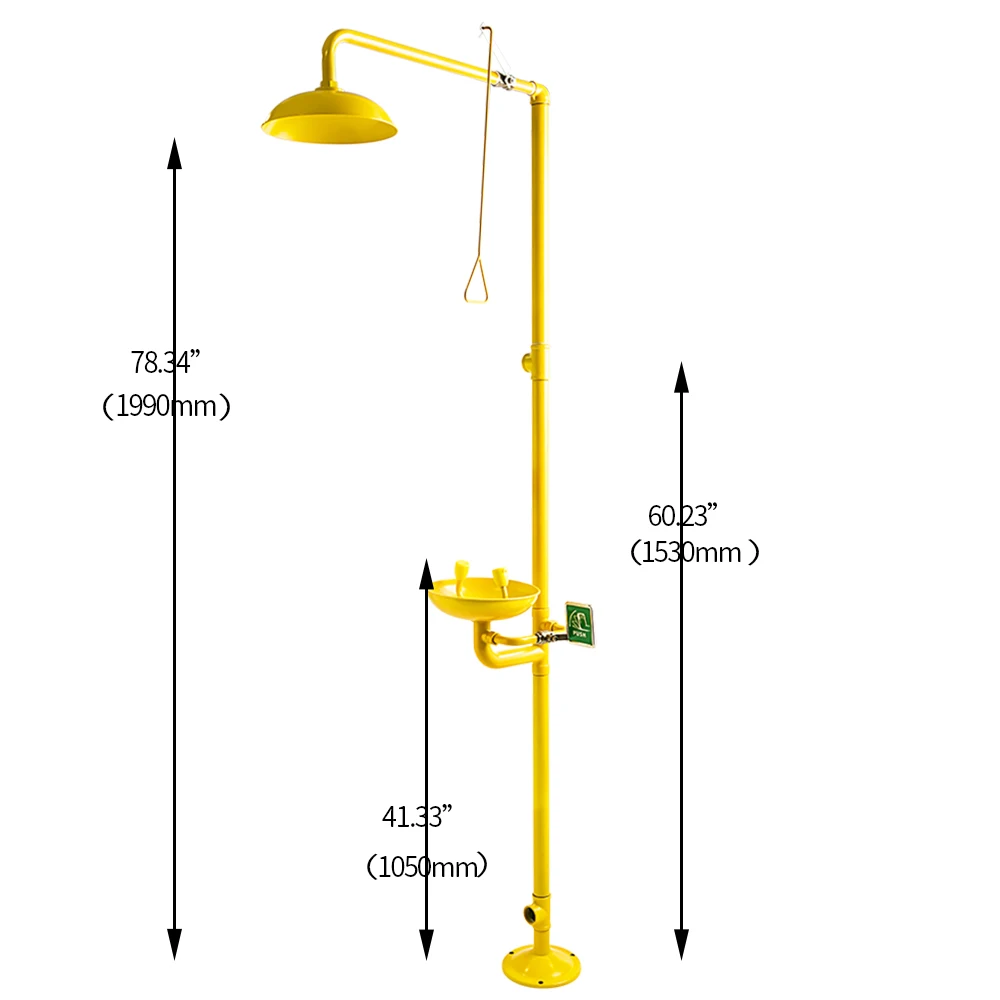 Safety Eyewash And Shower Yellow Color Emergency Eyewash In China eye wash station