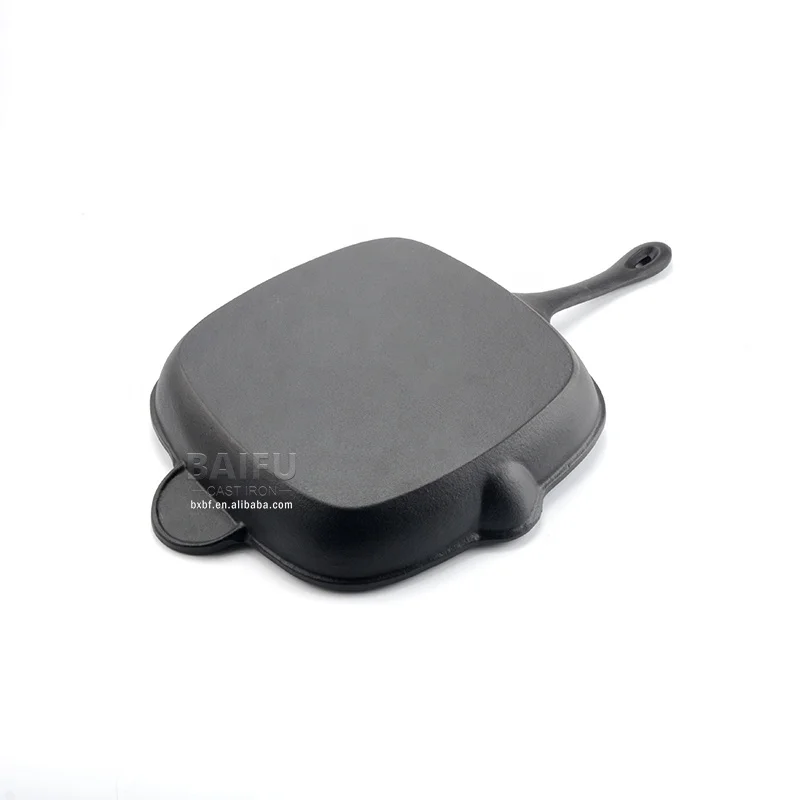 Pre-seasoned Cast Iron Square Grill Pan with Pour Spouts Ribbed Skillet Cast Iron Grill Skillet Fry Pan with Cooking Ridges