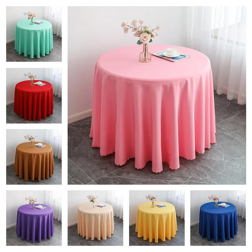 Wholesale banquet Nordic style Popular green color custom wedding tablecloth round white polyester table cloth