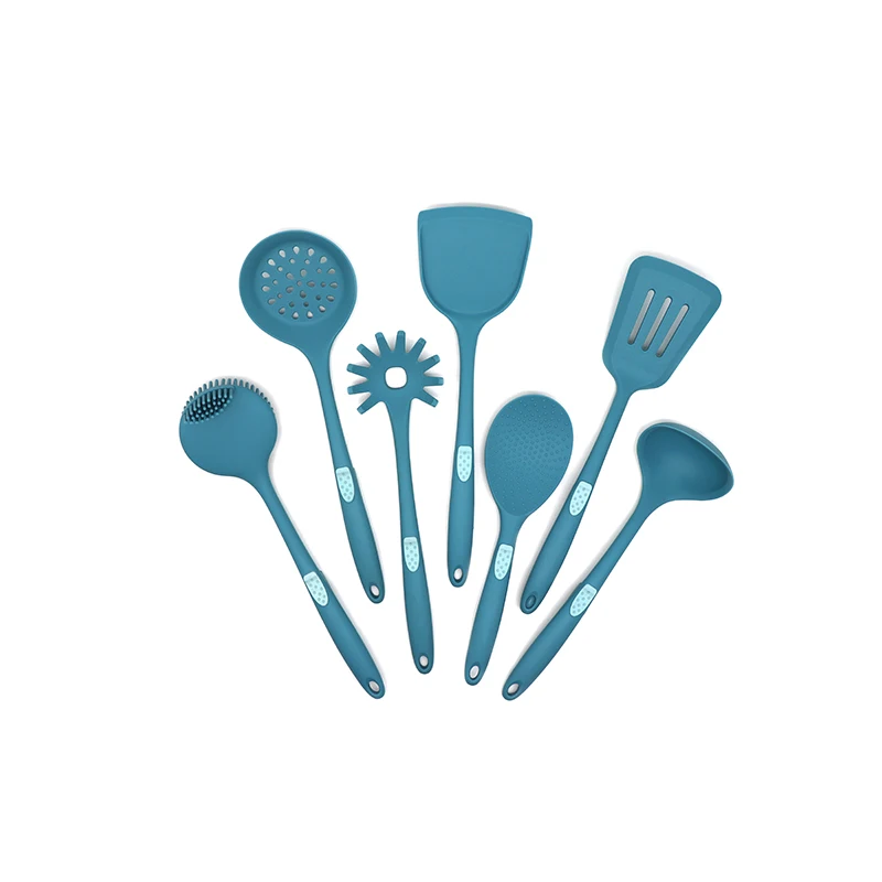 Super September Discount OEM Amazon hot Cooking Tools Bag Custom Easy Clean Silicone Kitchen Cooking Utensils Set for Serving